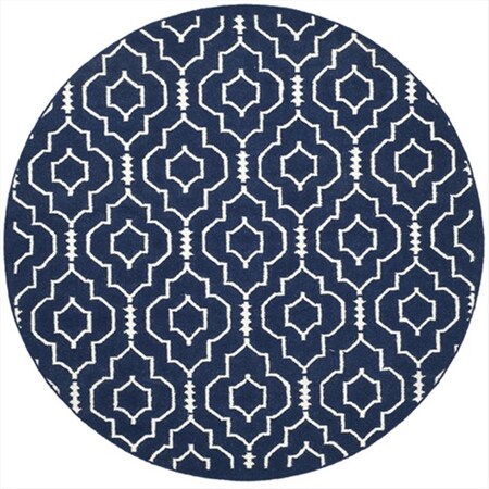 Safavieh 6 x 6 ft. Round- Contemporary Dhurries Navy And Ivory Hand Woven Rug DHU637D-6R